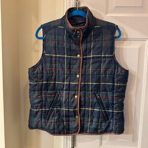 Polo Ralph Lauren  Classic Tartan Plaid/Leather Puffer  Vest / Button Closure XL